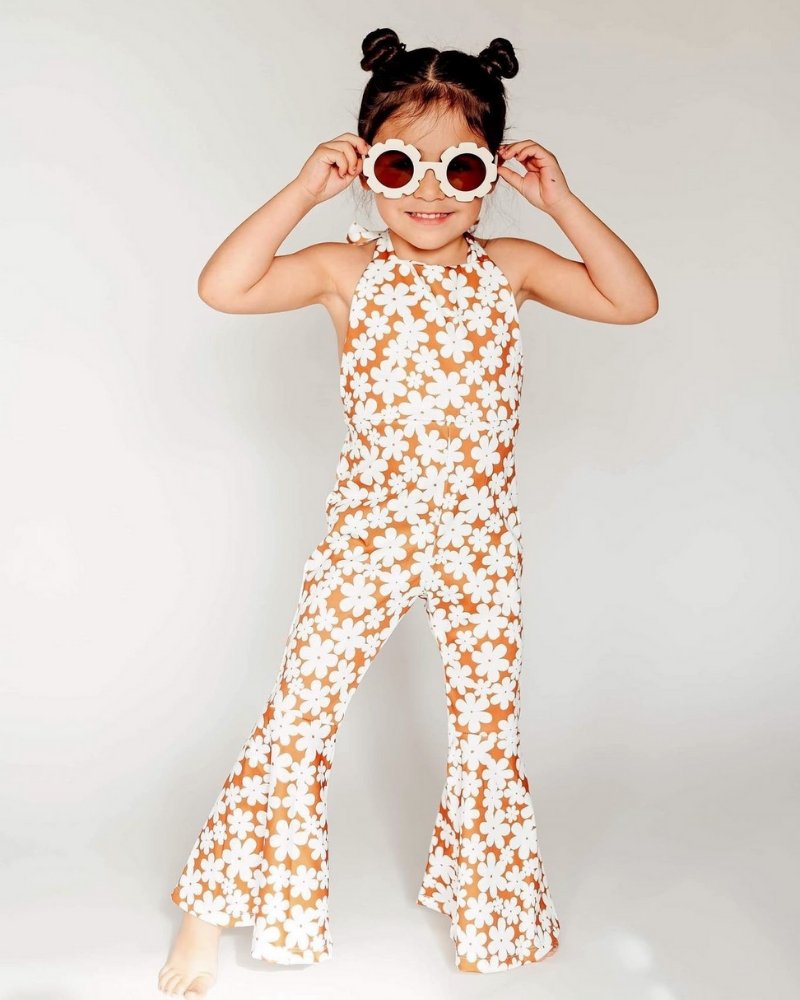 Andi Pleated Bell Bottom Jumpsuit - Flower Child by Bailey's Blossoms