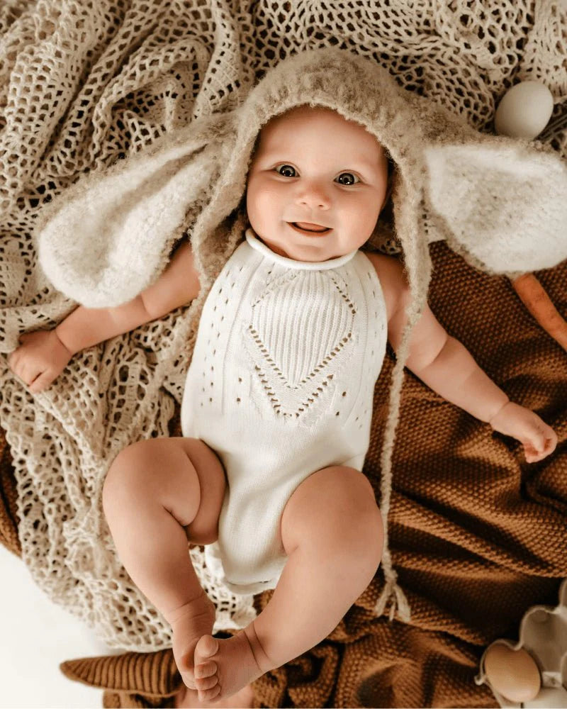 Drake Crochet Halter Romper - Gardenia by Bailey's Blossoms