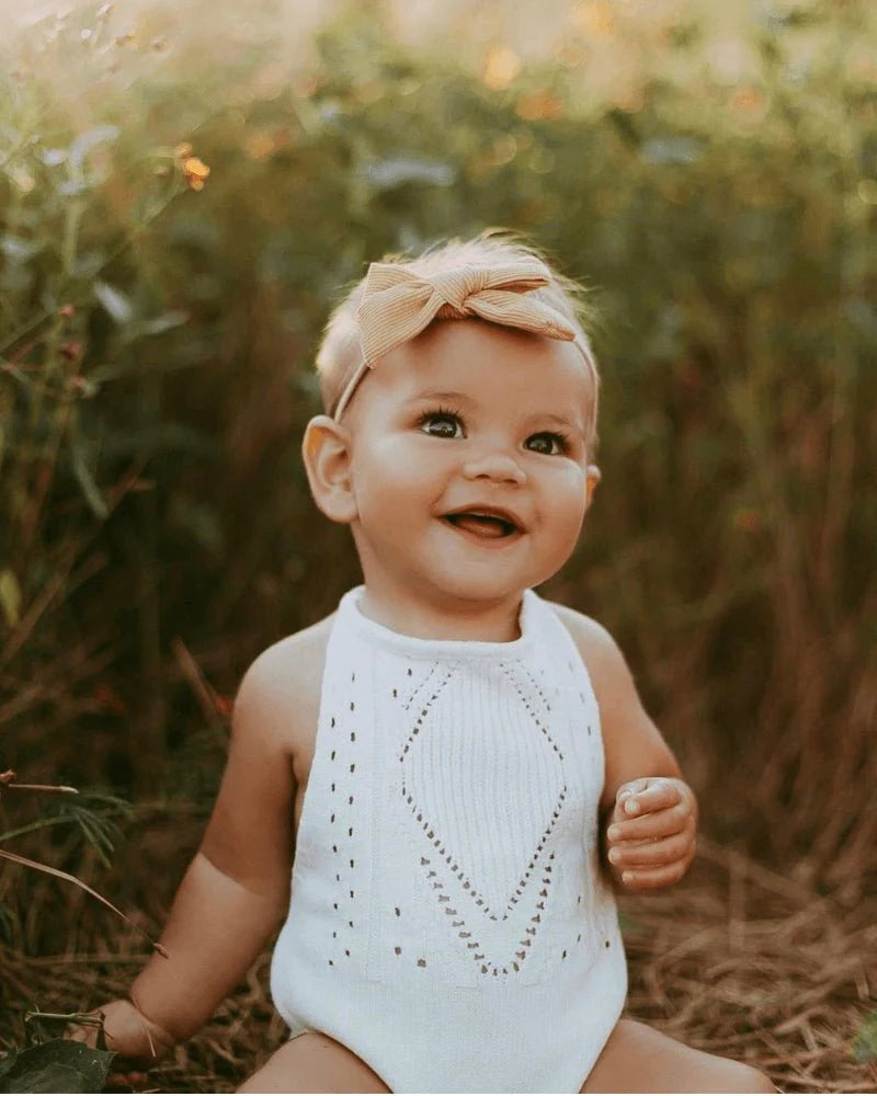 Drake Crochet Halter Romper - Gardenia by Bailey's Blossoms