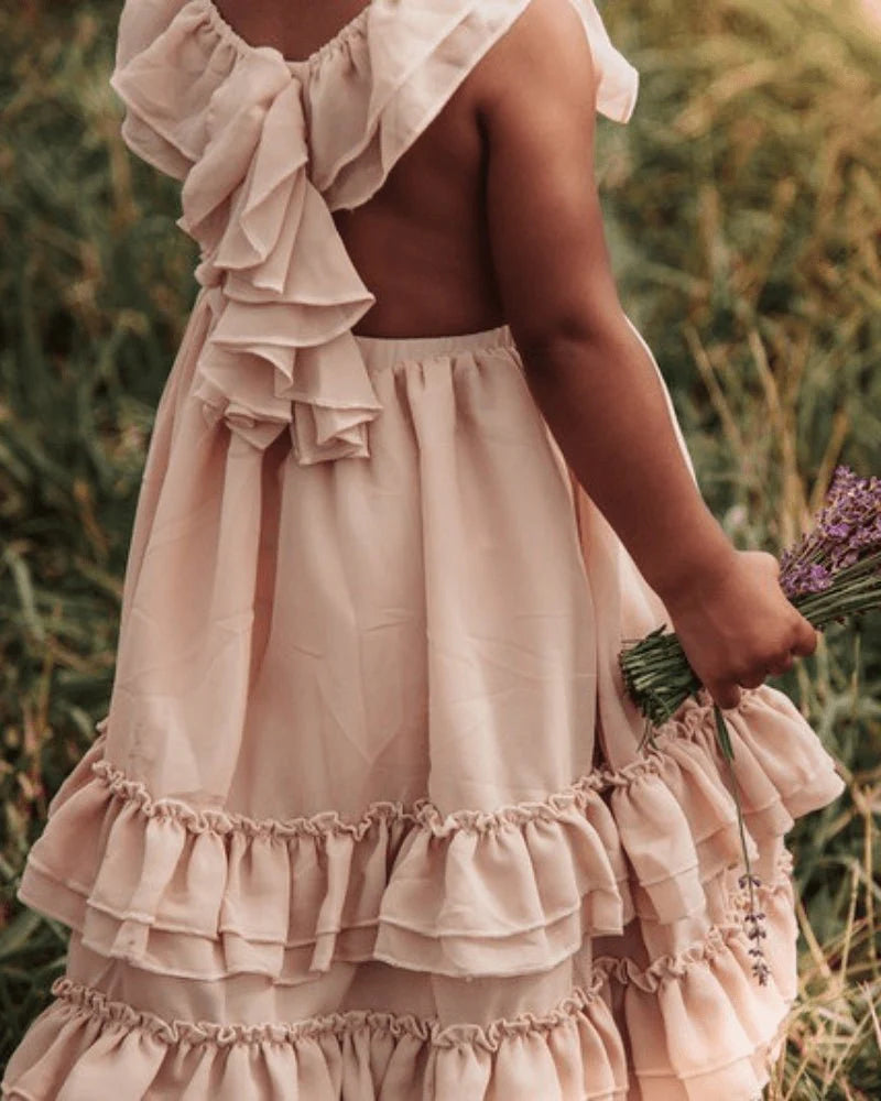 Nellie Ruffle Maxi Dress - Champagne by Bailey's Blossoms