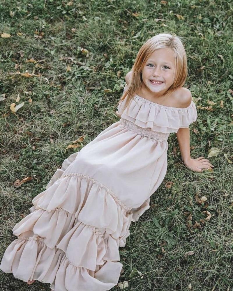 Nellie Ruffle Maxi Dress - Champagne by Bailey's Blossoms