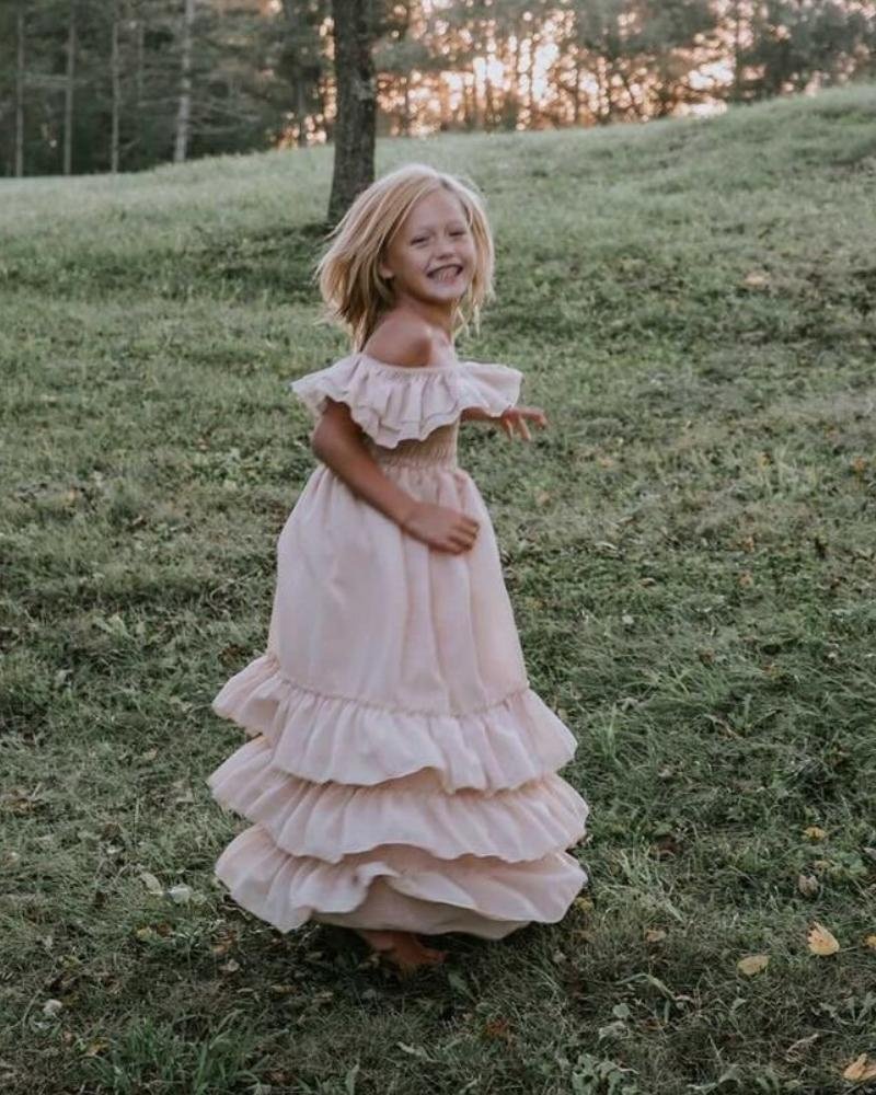 Nellie Ruffle Maxi Dress - Champagne by Bailey's Blossoms