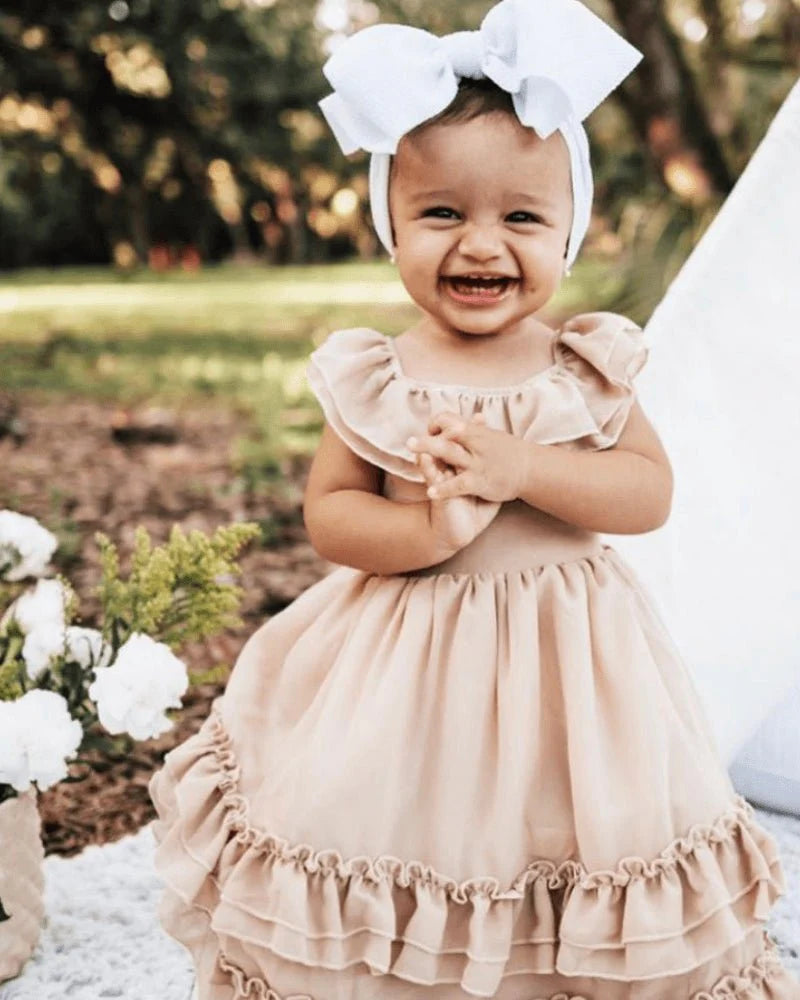 Nellie Ruffle Maxi Dress - Champagne by Bailey's Blossoms