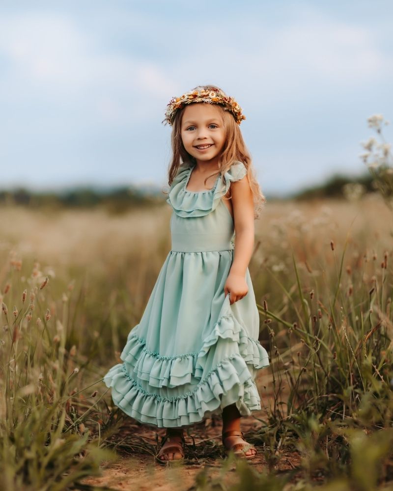 Nellie Ruffle Maxi Dress - Sage by Bailey's Blossoms