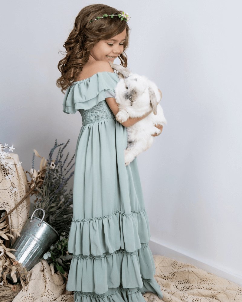 Nellie Ruffle Maxi Dress - Sage by Bailey's Blossoms