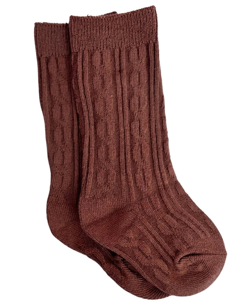 Pepper Knee-High Cable Knit Socks by Bailey's Blossoms
