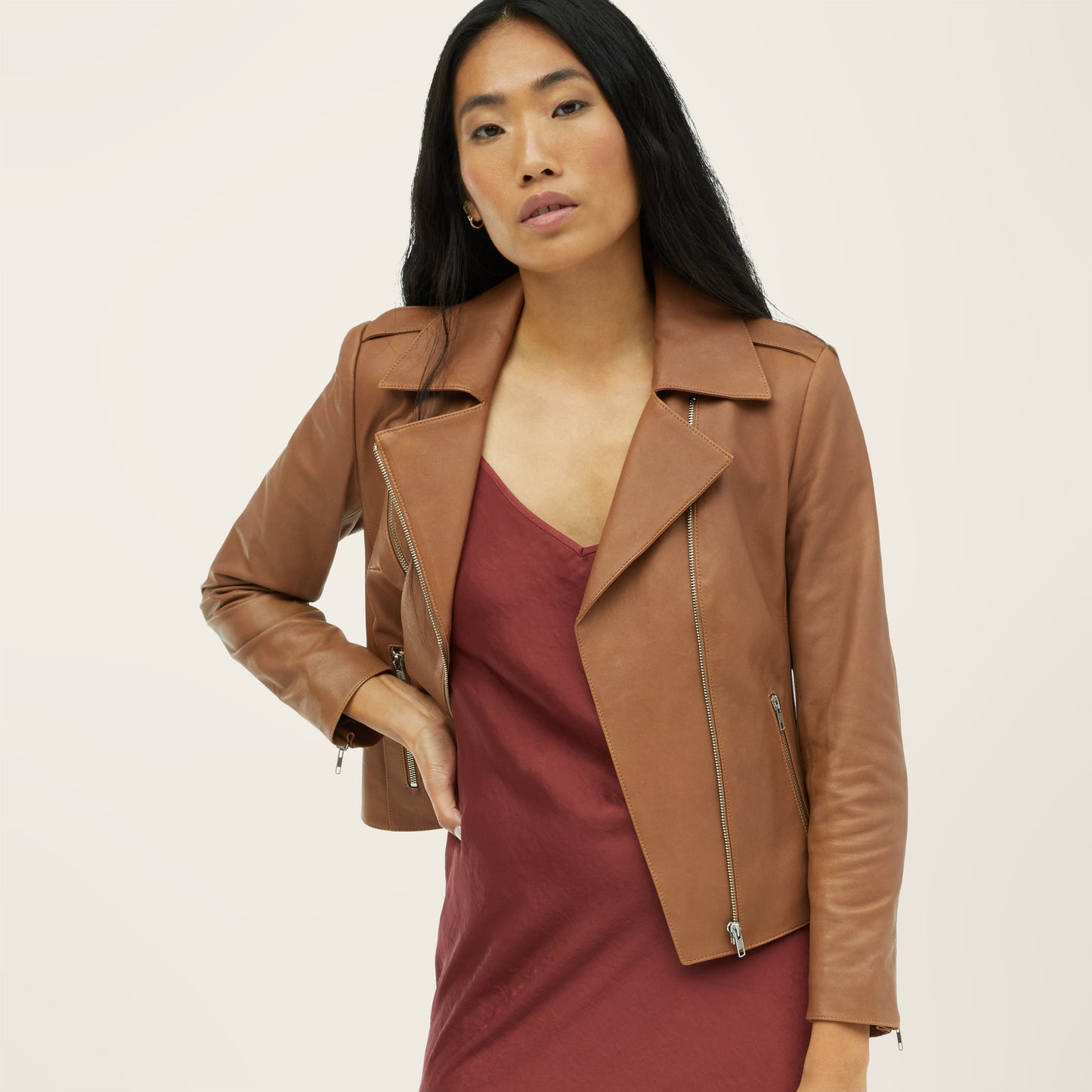 Lou Lightweight Lambskin Leather Jacket by Italic