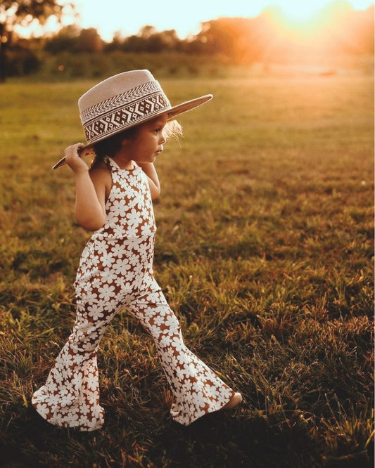 Andi Pleated Bell Bottom Jumpsuit - Flower Child by Bailey's Blossoms