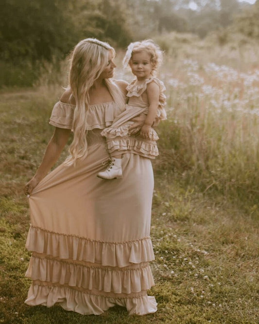 Nellie Ruffle Maxi Dress - Champagne by Bailey's Blossoms