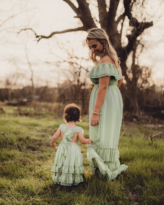 Nellie Ruffle Maxi Dress - Sage by Bailey's Blossoms