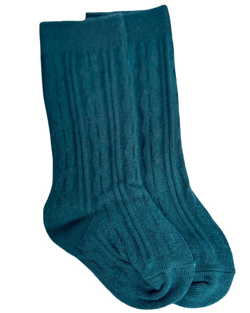 Pepper Knee-High Cable Knit Socks by Bailey's Blossoms