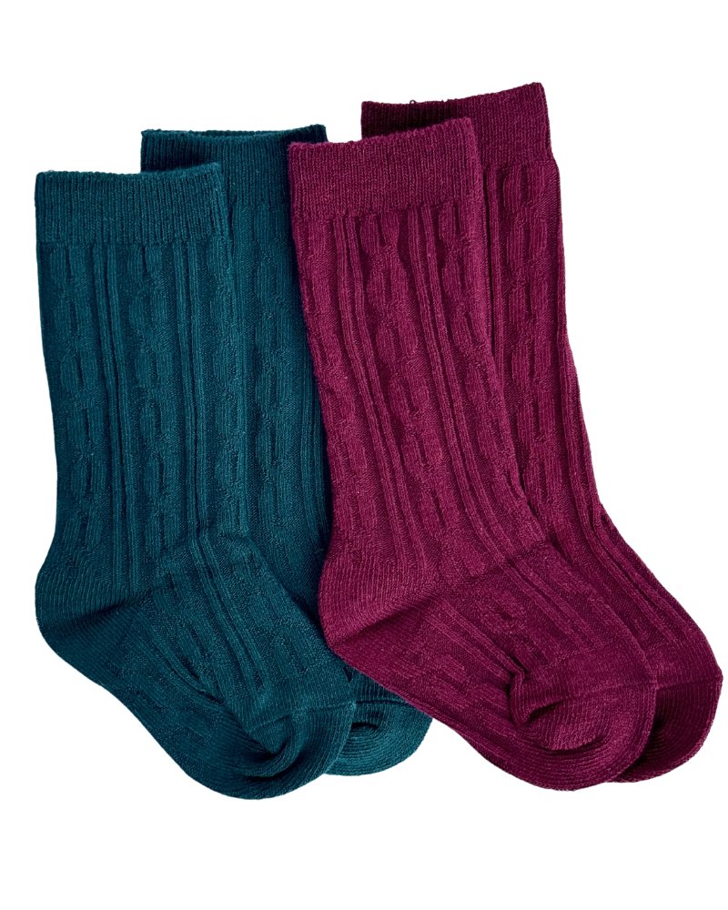 Pepper Knee-High Cable Knit Socks by Bailey's Blossoms